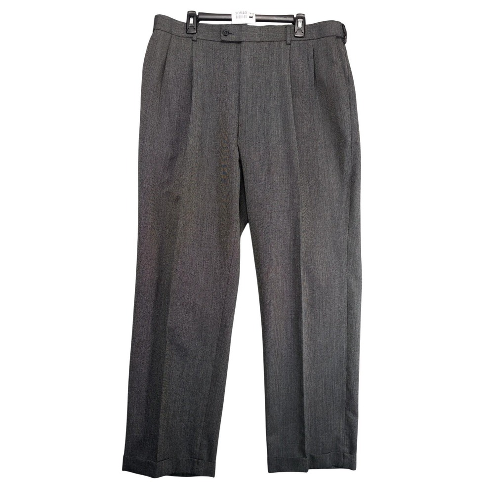 Louis Raphael Braggi Gray Dress Pants Mens 40x32 Pleated Cuffed Career Formal‎